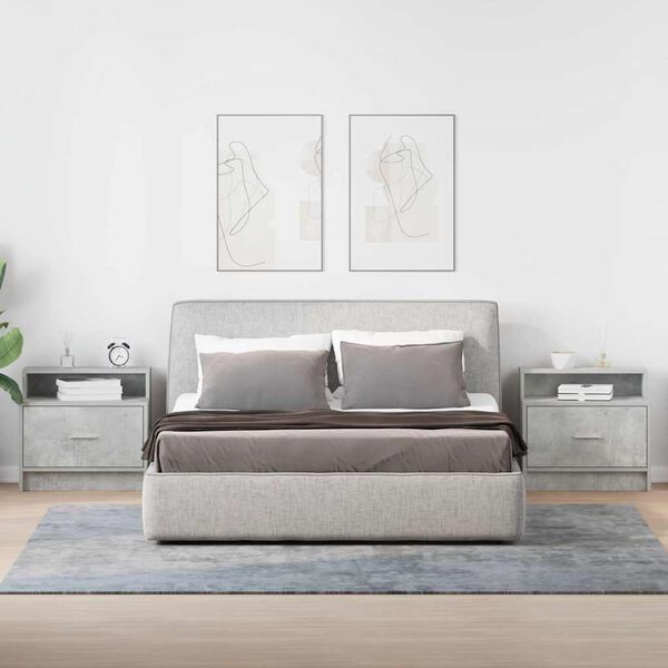 vidaXL naktsskapī&scaron;i ar atvilktni, 2 gab., betona pelēks, 51x31x47 cm