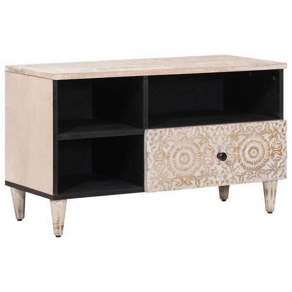 vidaXL Televizora skapī&scaron;a Balts 80 x 33,5 x 46 cm Cieta mango koksne