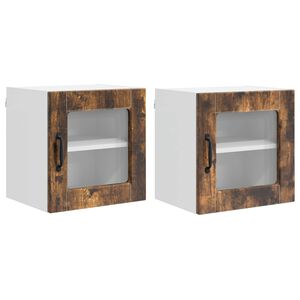 vidaXL Sienas stikla skapītis PORTO 2 pcs Dūmaka ozols 40 x 31 x 40 cm