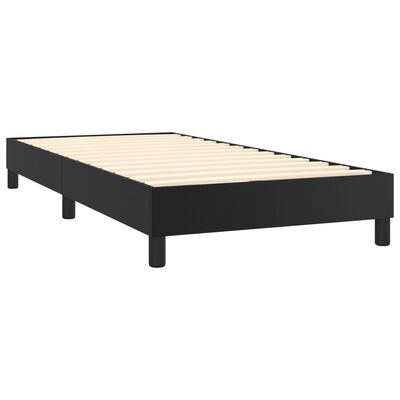 vidaXL atsperu gulta ar matraci, LED, melna, 80x200 cm, mākslīgā āda