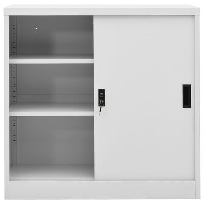 vidaXL biroja skapis ar bīdāmām durvīm, 90x40x90 cm, pelēks tērauds