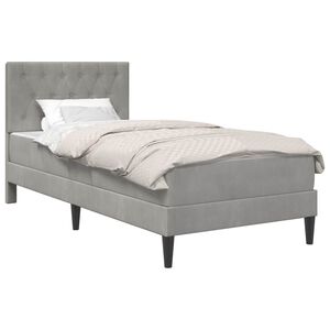 vidaXL Gultas rāmis ar matraci Gai&scaron;i pelēks 80 x 200 cm Samts