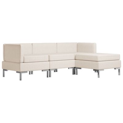 vidaXL četrdaļīgs dīvāna komplekts, krēmkrāsas audums