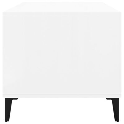 vidaXL kafijas galdiņš, spīdīgi balts, 90x49x45 cm, inženierijas koks