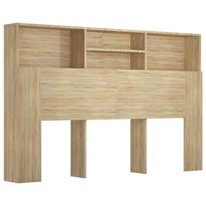 vidaXL gultas galvgalis ar plauktu, ozolkoka krāsa, 160x19x103,5 cm