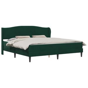 vidaXL Gultas rāmis ar galvas klāju Tum&scaron;i zaļ&scaron; 200 x 200 cm Samts