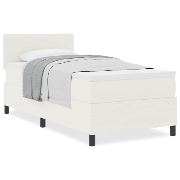 vidaXL Kastītes atsperu gulta Krēmkrāsa un balta 203 x 100 x 88 cm