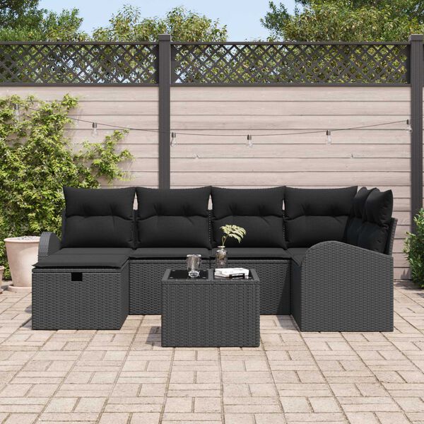 vidaXL Dārza dīvānu komplekts 7 pcs Melna 234 x 124 x 85 cm