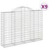 vidaXL arkveida gabiona grozi, 9 gb., 200x30x140/160cm, cinkota dzelzs