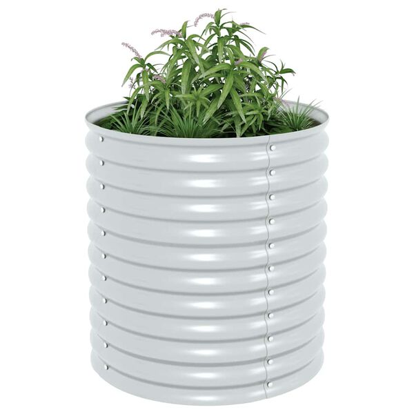 vidaXL augstā puķu kaste, 80x80x81 cm, cinkots tērauds, sudraba krāsa