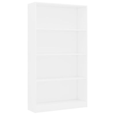 vidaXL 4-līmeņu grāmatu plaukts, balts, 80x24x142 cm, skaidu plāksne