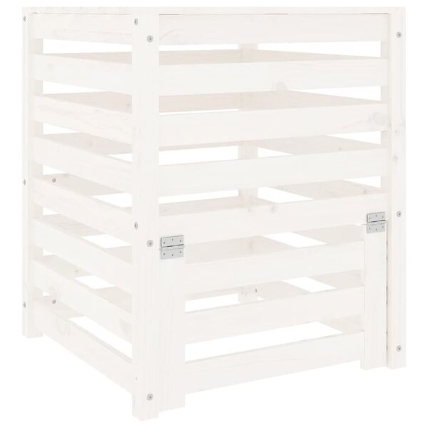 vidaXL komposta kaste, balta, 63,5x63,5x77,5 cm, priedes masīvkoks