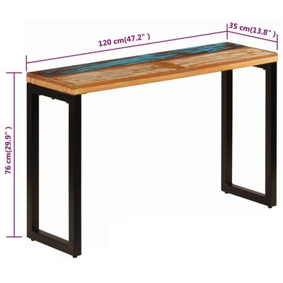 vidaXL konsoles galdiņš, 120x35x76 cm, pārstrādāts koks un tērauds