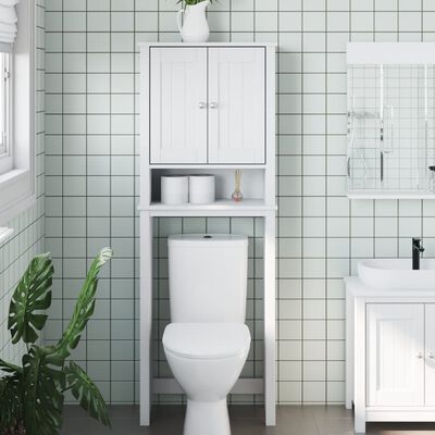 vidaXL plaukts virs tualetes poda BERG, balts, 60x27x164,5 cm, koks