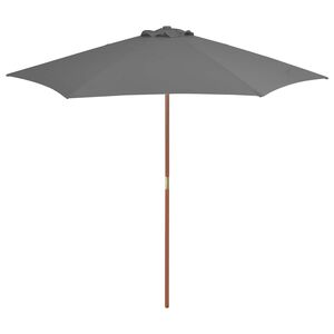 vidaXL dārza saulessargs ar koka kātu, 270 cm, antracītpelēks