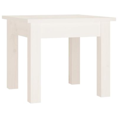 vidaXL kafijas galdiņš, balts, 35x35x30 cm, priedes masīvkoks