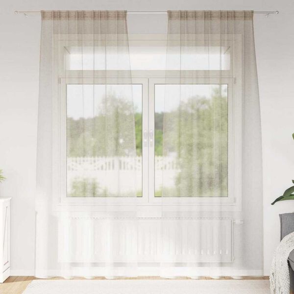 vidaXL Voile aizkaris 2 pcs Smilšu 245 x 140 cm Poliesters
