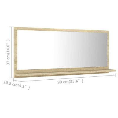 vidaXL vannasistabas spogulis, ozolkoka krāsā, 90x10,5x37 cm