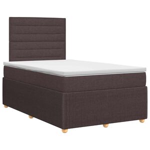 vidaXL Kontinentālā gulta ar matraci Tum&scaron;i brūna 120 x 190 cm Audums