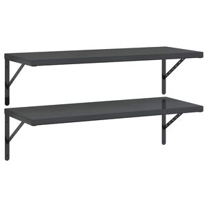vidaXL sienas plaukti, 2 gab., 100x40 cm, nerūsējo&scaron;s tērauds, melna