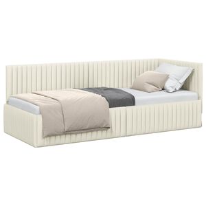 vidaXL Stūra gultas rāmis Krēmkrāsa 80 cm x 200 cm Samts
