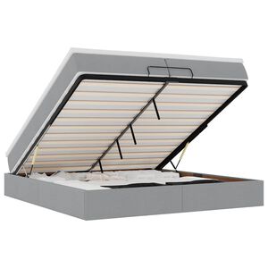 vidaXL Osmaņu gultas rāmis ar matračiem gai&scaron;i pelēks 200x200cm audums