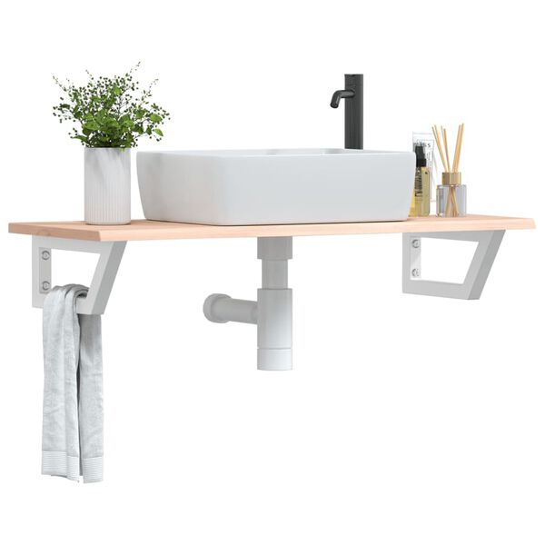 vidaXL izlietnes plaukts, stiprināms pie sienas, tērauds, ozola koks