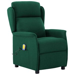 vidaXL Masāžas krēsls Tum&scaron;i zaļ&scaron; 93.5 x 67.5 x 101.5 cm audums