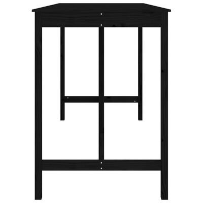 vidaXL bāra galds, melns, 180x80x110 cm, priedes masīvkoks