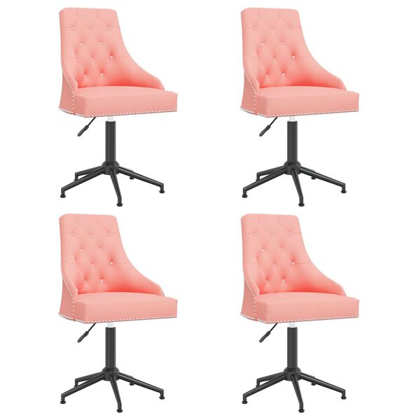 vidaXL grozāmi virtuves krēsli, 4 gab., rozā samts