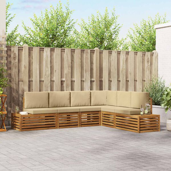 vidaXL Āra dīvānu komplekts ar spilvenu 6 Gabals Dabisks un bē&scaron;s