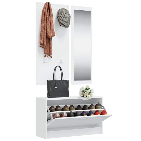 vidaXL 3-daļīgs apavu skapī&scaron;a komplekts, balts, inženierijas koks