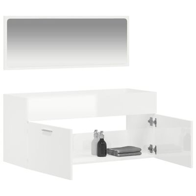 vidaXL vannasistabas skapītis un spogulis, balts inženierijas koks