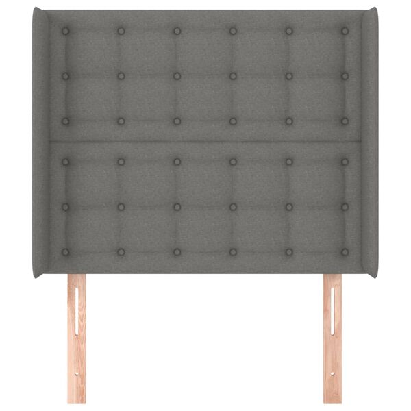 vidaXL galvgalis ar malām, 103x16x118/128 cm, tum&scaron;i pelēks audums