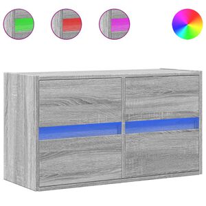 vidaXL TV skapītis ar LED lampiņām, pelēka ozola krāsa, 80x31x45 cm