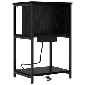 vidaXL Nakts skapītis Melns ozolkoks 38 x 31 x 61 cm Inženierijas koks