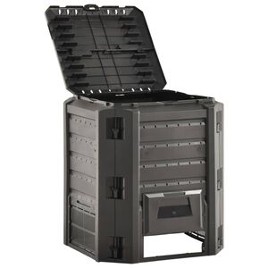 vidaXL dārza komposta tvertne, melna, 380 L