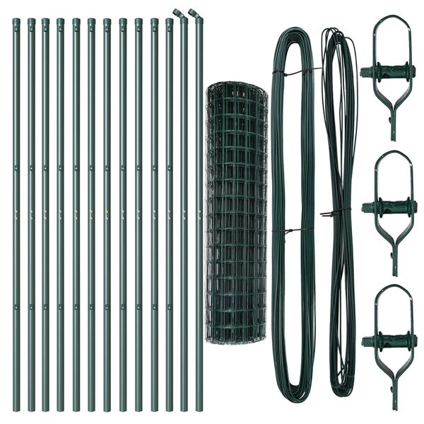 vidaXL Žogs ar stabu Zaļa 1,2 x 25 m Tērauds un PVC