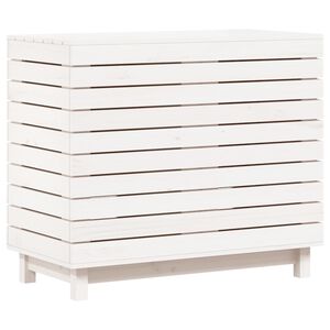 vidaXL veļas kaste, balta, 88,5x44x76 cm, priedes masīvkoks