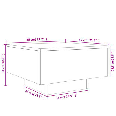 vidaXL kafijas galdiņš, ozolkoka krāsā, 55x55x31 cm, skaidu plāksne