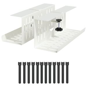vidaXL Galda kabeļu organizators 2 gab. Balts 35 x 12 x 13 cm Tērauds