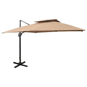 vidaXL konsoles dārza saulessargs ar dubultu aug&scaron;daļu, 300x300 cm, pelēkbrūns