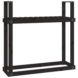 vidaXL malkas plaukts, melns, 110x35x108,5 cm, priedes masīvkoks