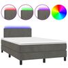 vidaXL atsperu gulta ar matraci, LED, tum&scaron;i pelēks samts, 120x200 cm