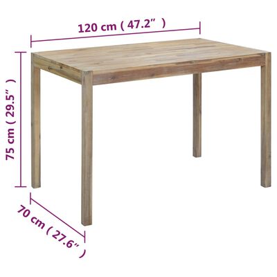 vidaXL virtuves galds, 120x70x75 cm, akācijas masīvkoks