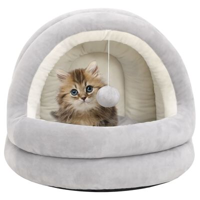 vidaXL kaķu gulta, 40x40x35 cm, pelēka un krēmkrāsas