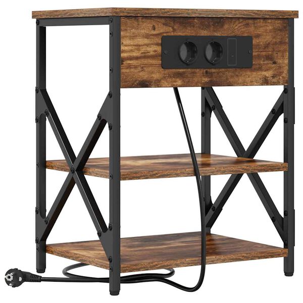 vidaXL Nakts skapītis Dūmaka ozols 41 x 31 x 51 cm Inženierijas koks