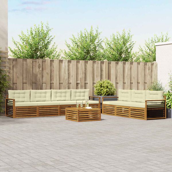 vidaXL Āra dīvānu komplekts ar spilvenu 8 pcs Dabisks un krējuma