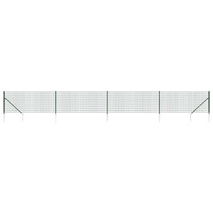 vidaXL stiepļu žogs ar zemes mietiņiem, zaļ&scaron;, 1,1x10 m