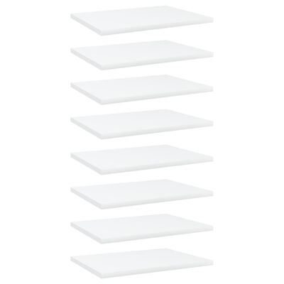 vidaXL plauktu dēļi, 8 gab., balti, 40x30x1,5 cm, skaidu plāksne